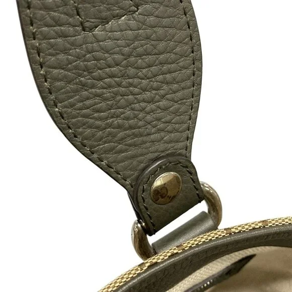 Gucci Tote GG Pattern Icon Bit Beige Dark Brown Khaki Leather - Picture 10 of 15